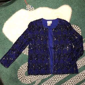 Sequined Silk Vintage Papéll Boutique Evening Jacket, XL
